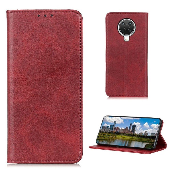 Lompakko-style Aitoa Nahkaa Läppäkotelo For Nokia G10 / G20 / 6.3 - Punainen Red