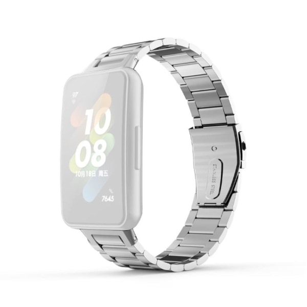 Huawei Band 7 three bead stainless steel watch strap - Silver Silvergrå