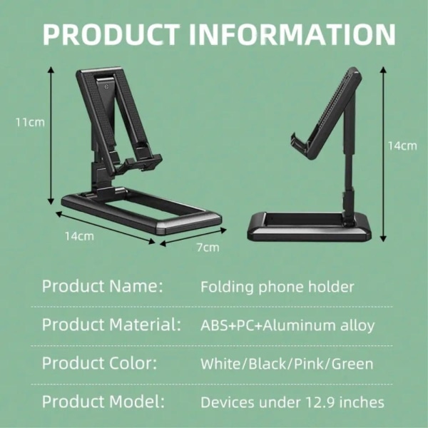 Universal biaxial foldable phone and tablet holder - Green Green
