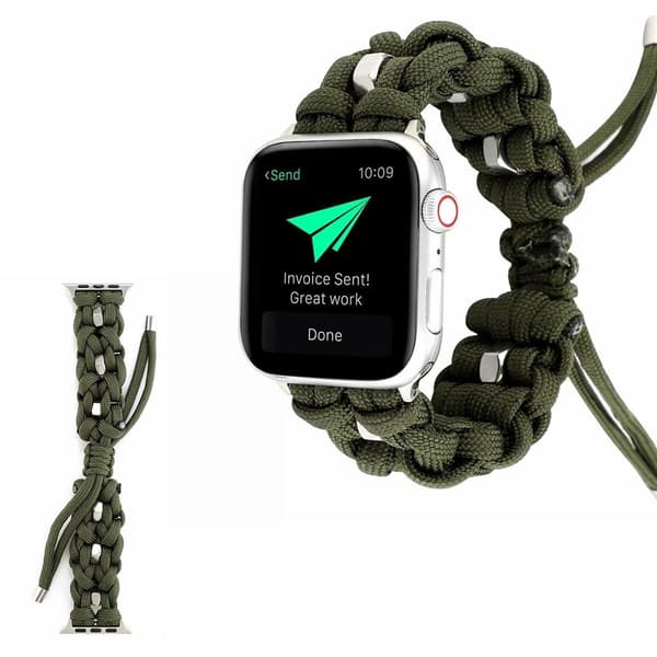 Apple Watch Series 6 / 5 44mm nylon i rustfrit stål rem - militærgrøn Green