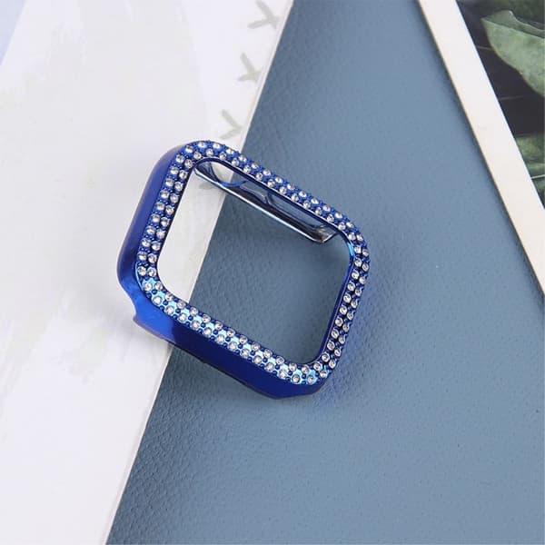 Apple Watch (45 mm) beskyttelsesdeksel med rhinestone-dekor - Blå Blue