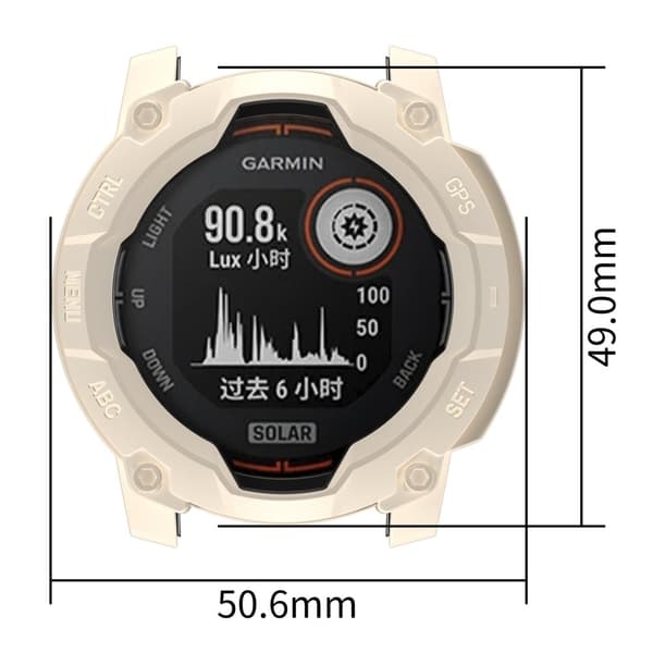 Garmin Instinct 3 Solar 50 mm fleksibelt klokkeveske med uthult, robust støtfangerdeksel - Stjernelys White