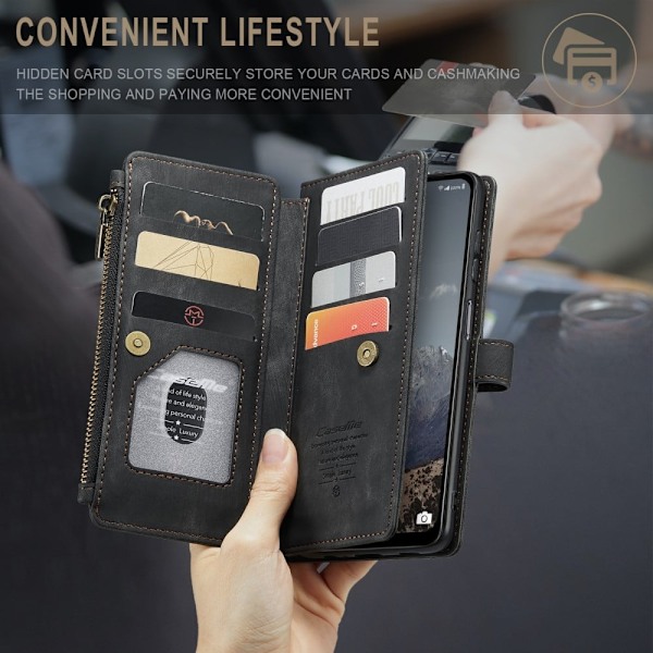CaseMe Samsung Galaxy A13 5G etui med lynlås og pung - Sort Black