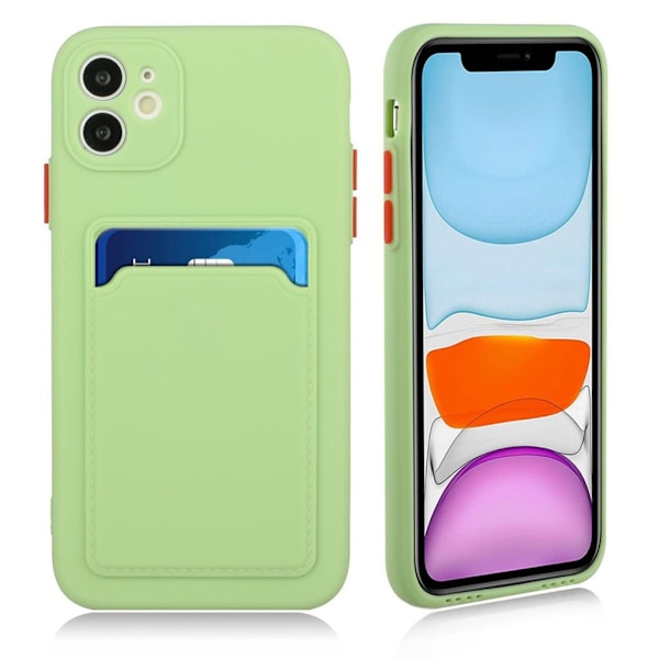 Card Holder Deksel til iPhone 12 Mini - Lysegrønn Green