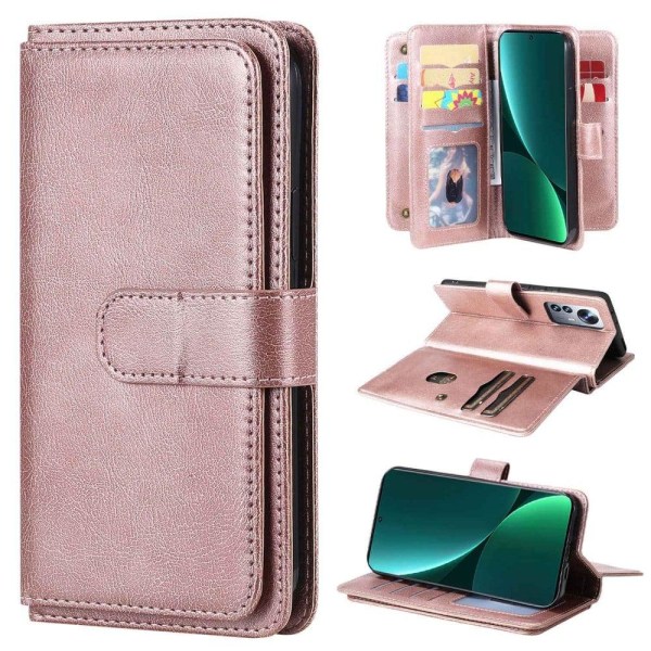 Xiaomi 12 Pro 10-paikkainen lompakkokotelo - Ruusukulta Pink