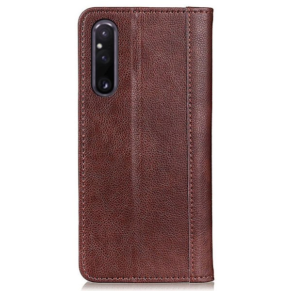 Äkta läder Sony Xperia 1 V fodral med magnetisk stängning Brun