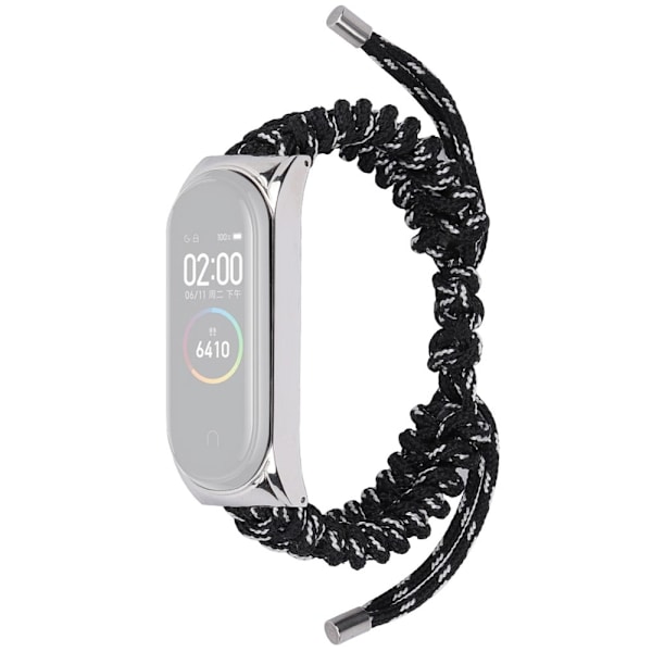 Xiaomi Mi Smart Band 6 / 5 nylonflettet urrem - Sort / Hvid Black
