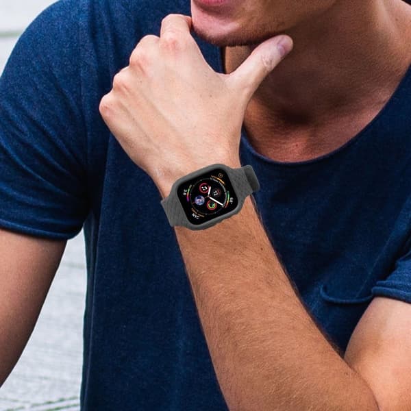 Apple Watch Series 8 (41mm) rem i vævet stil med cover - Sort Black