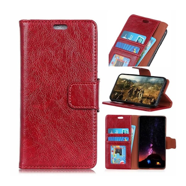 Huawei Honor 10 Lite tekstureret læder flip etui - Rød Red