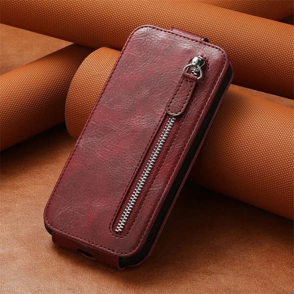 Vertikalt Sony Xperia 1 V fodral med dragkedja - Ros Rosa