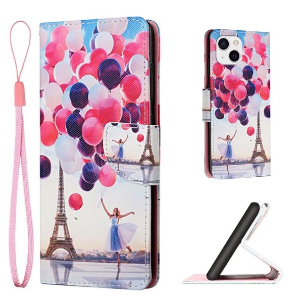 Wonderland iPhone 13 flip etui - Ballon Og Tårn Multicolor