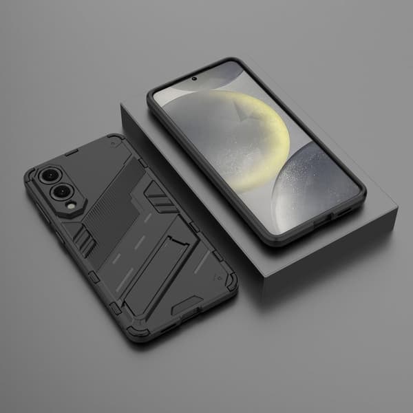 Samsung Galaxy S25 Edge Case PC + fleksibelt støtsikkert telefondeksel med kickstand - Svart Black