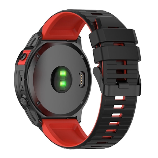 Garmin Fenix 7X tofarvet silikone-urrem - Sort / Rød Black