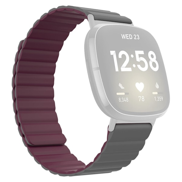 Fitbit Sense / Versa 3 silikone-urrem - Grå / Rødvin Red