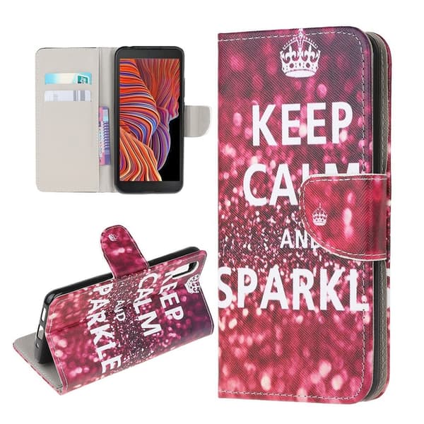 Wonderland Samsung Galaxy Xcover 5 Flippetui - Keep Calm og Sparkle Red
