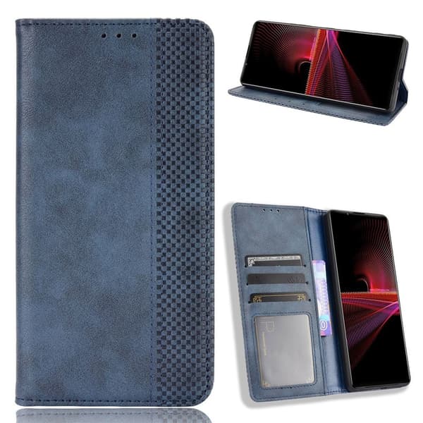 Bofink Vintage Sony Xperia 1 III Lær Etui - Blå Blue