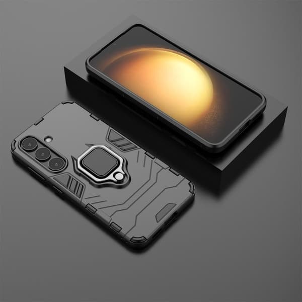 Hybrid Samsung Galaxy S25 Plus cover med støttefod og bilmontering - Sort Black