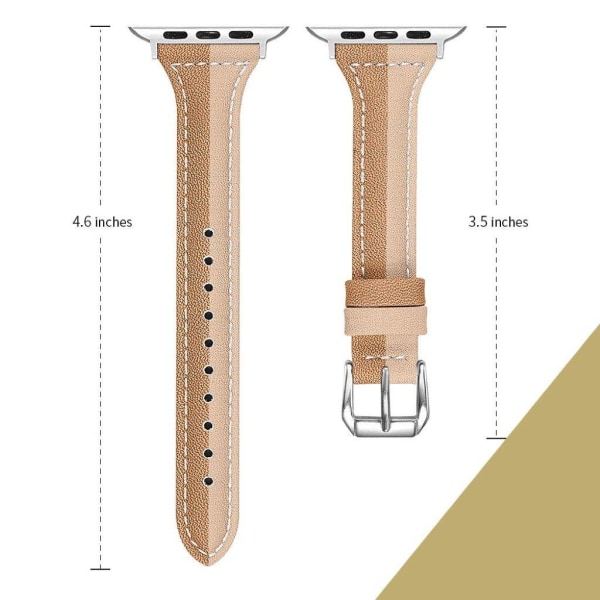 Apple Watch Series 5 44mm ægte læder Urrem - Abrikos / Kaffe Brown
