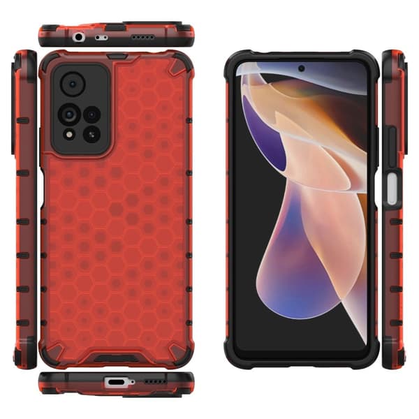 Bofink Honeycomb Xiaomi Redmi Note 11 Pro 5G / 11 Pro Plus 5g Etui - Rød Red