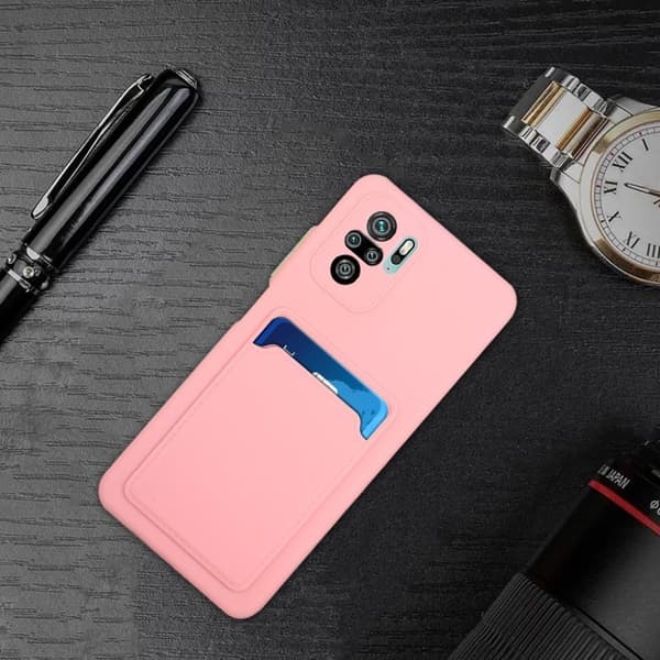 Card Holder Deksel til Xiaomi Redmi Note 10 / Note 10s - Rosa Pink