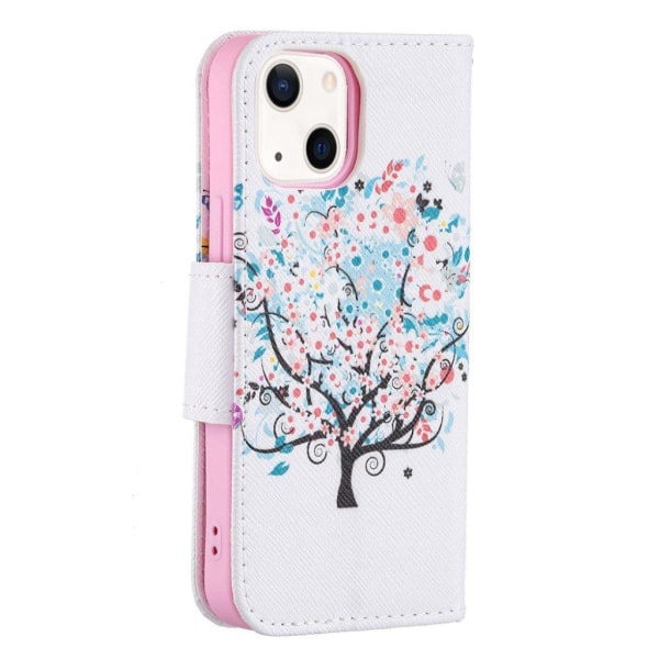 Wonderland iPhone 13 Mini flip etui - Blomstertræ Multicolor