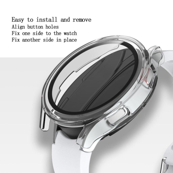 Samsung Galaxy Watch 4 (44mm) mattapintainen suojakuori karkaistulla lasisuojalla - Läpinäkyvä Transparent