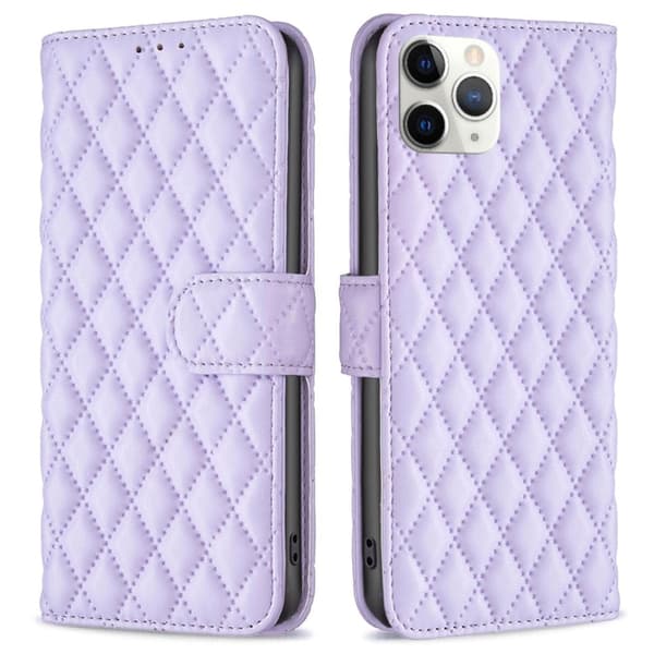 Rombemønster, matt flip-deksel for iPhone 11 Pro - Lilla Purple