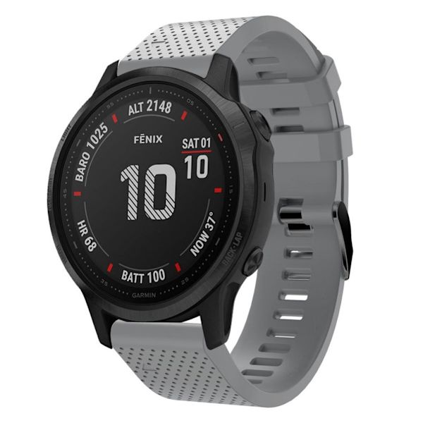 Garmin Fenix 6S silikoninen kellonauha - Harmaa Silver grey