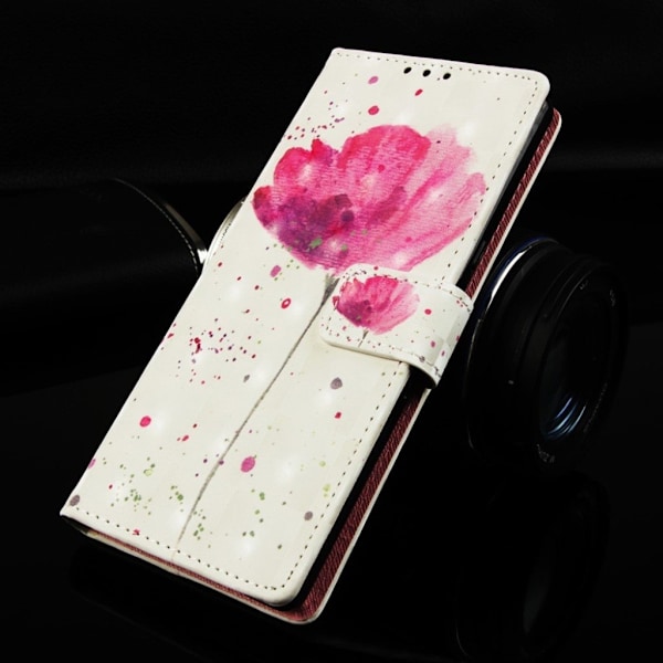 Samsung Galaxy A40 mönstrat läderfodral - Blomma Rosa