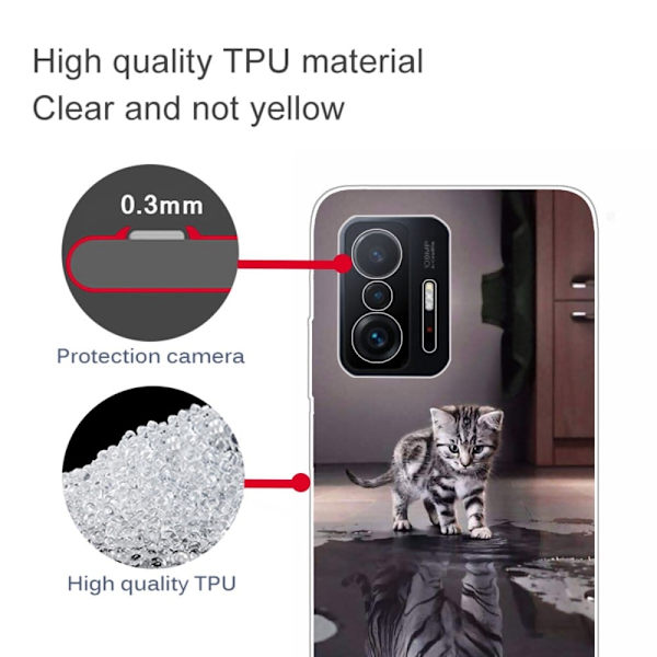 Marble Xiaomi 11T Etui - Cat's Reflection Silver grey