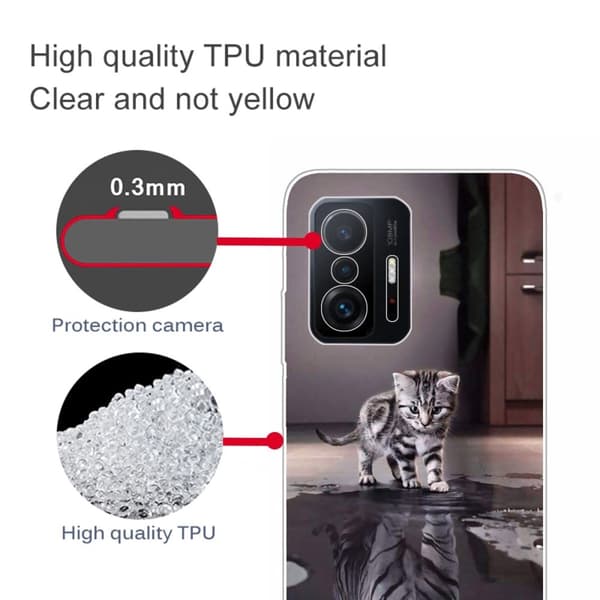 Marble Xiaomi 11T Suojakotelo - Cat's Reflection Silver grey