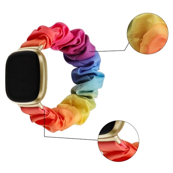 Fitbit Versa / Versa Lite elastisk klokkerem i stilig stoff - Regnbue Multicolor