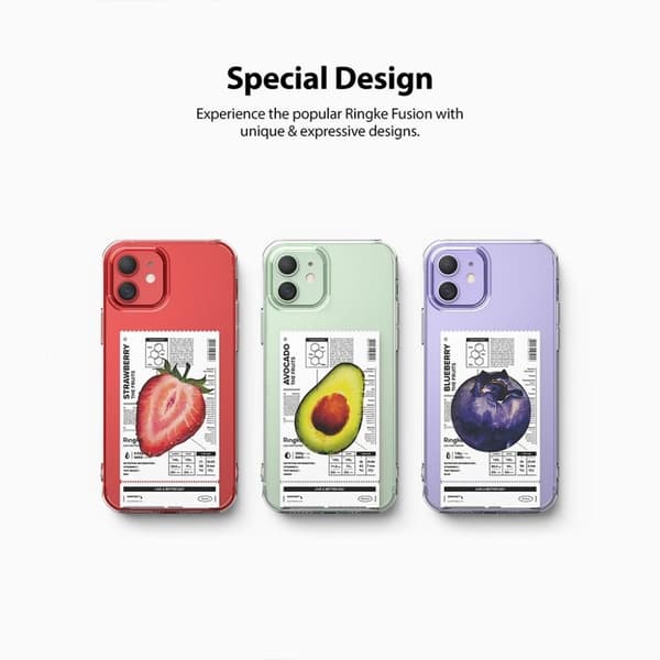 Ringke FUSION DESIGN - iPhone 12 / 12 Pro - Mansikka Transparent