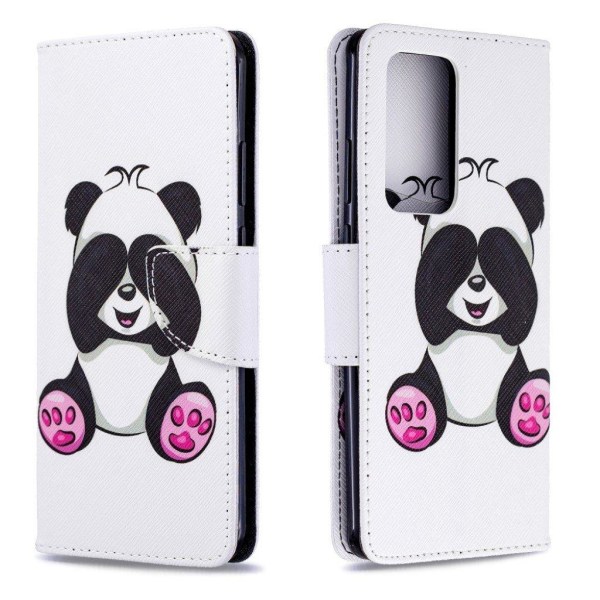 Wonderland Huawei P40 Pro flip kotelot - Söpö Panda White