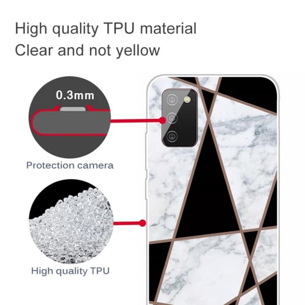 Marble Samsung Galaxy A02s Etui - Fragment Black and White Marble Multicolor