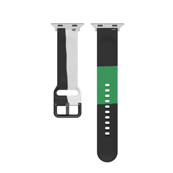 Apple Watch Series 6 / 5 44mm three color silicone watch band - Black / White / Green multifärg