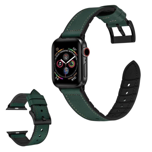 Apple Watch Series 6 / 5 40mm silikone + læderbelagt urrem - Sor Green