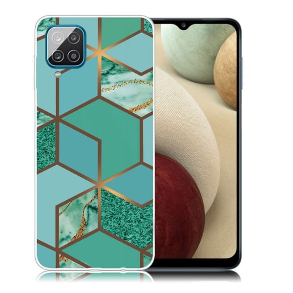 Marmormotiv Samsung Galaxy A12 5G skal - Blågrön Marmorplatta Grön