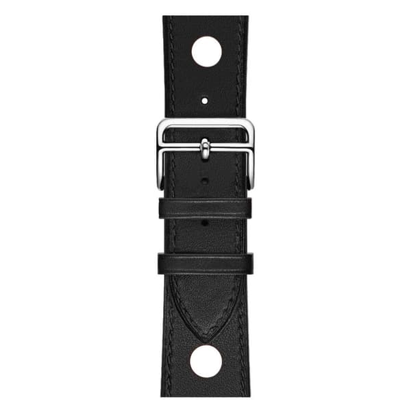 Apple Watch Series 4 44mm Tre Huller ægte læder Urrem - Sort Black