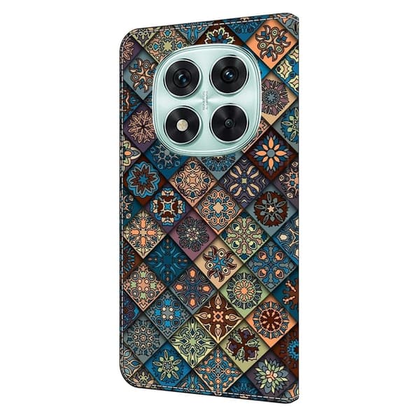 Xiaomi Redmi Note 14 Pro+ 5G plånboksfodral mönster tryck stativ läder flip telefonskal - Blå Blommor Blå