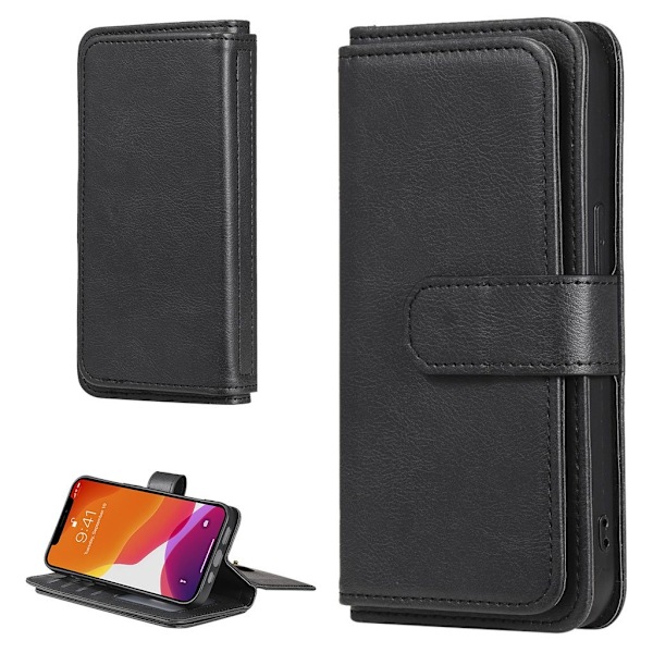 iPhone 13 etui med pung & 10 kortpladser – Sort Black