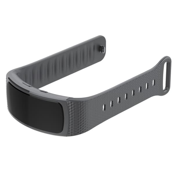 Samsung Gear Fit2 silikoninen kellonauha - Harmaa Koko: L Silver grey