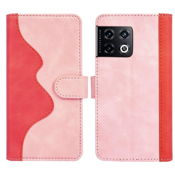 To Farvet Læder Flip Etui til OnePlus 10 Pro - Lyserød Pink
