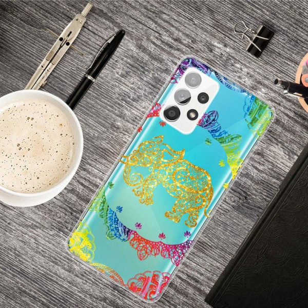 Deco Samsung Galaxy A73 Suojakotelo - Elephant Mandala Pattern Multicolor