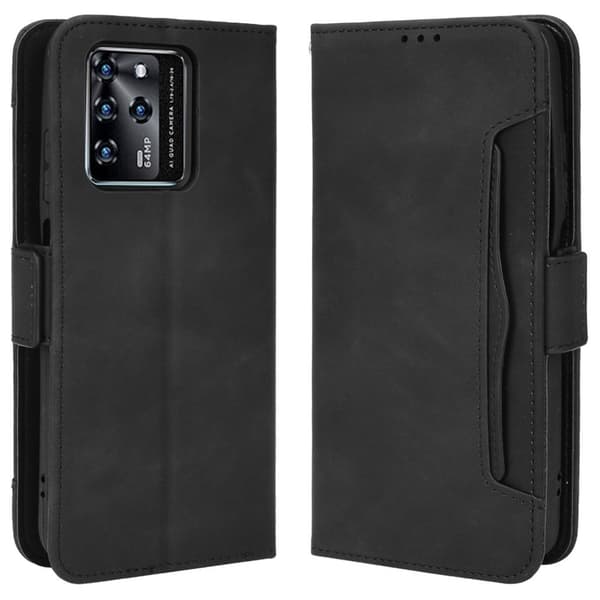 Stilfuldt Læder Etui med Pung til ZTE Blade V30 - Sort Black