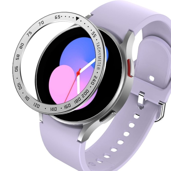 Samsung Galaxy Watch 5 (40mm) urkrans - Sølvring Sorte Bogstaver Silver grey