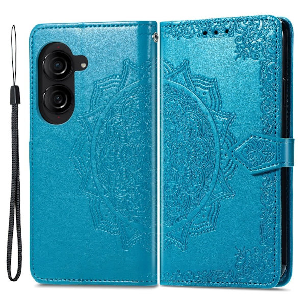 Mandala Asus Zenfone 10 etui i lær - Blå Blue