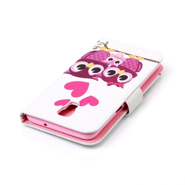 Moberg LG X Screen flip-etui i læder - Ugler og hjerter Multicolor