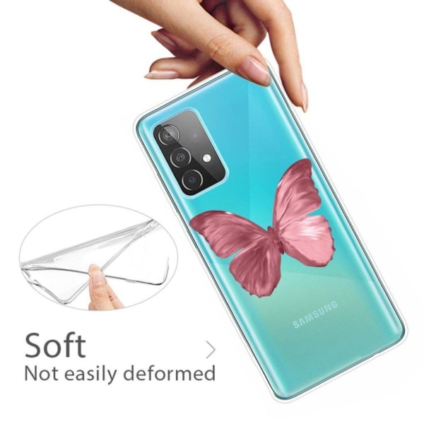 Butterfly Samsung Galaxy A32 nahkakotelo - Vaaleanpunainen Perhonen Pink