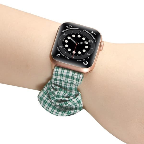 Apple Watch 40mm elastisk hårbåndsurrem - Grøn Plaid / Størrelse: S Green